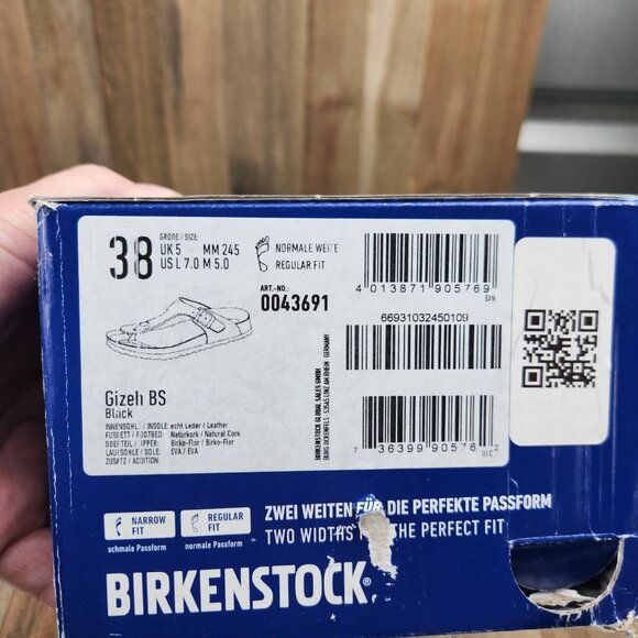 Womens Birkenstock Gizeh BS size 7 (Euro 38) Black Leather Flip Flops Sandals - Picture 8 of 8